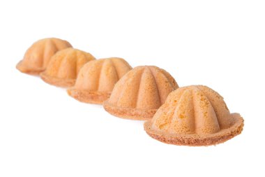 Kuih bahulu, Malay tatlı yumurta pandispanya beyaz arka plan üzerinde izole