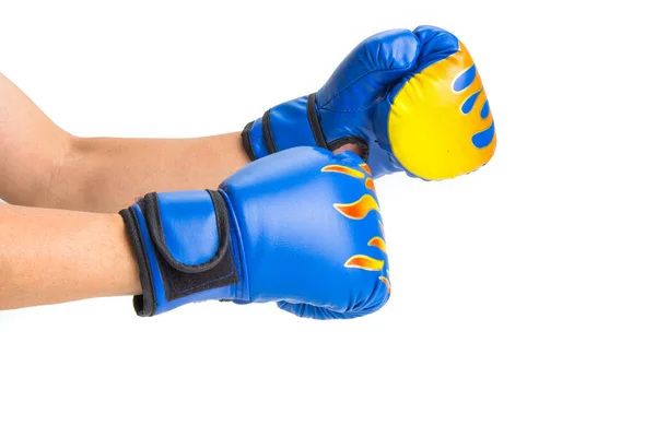 Hand Blue Boxing Glove Isolated White Background — Stock Photo, Image