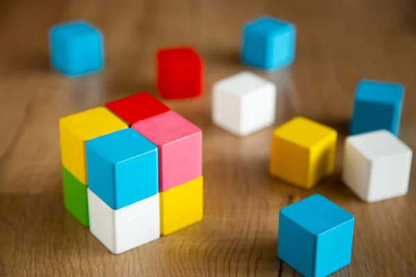 Color Wooden Block Form Cube Shape — Stock Photo, Image