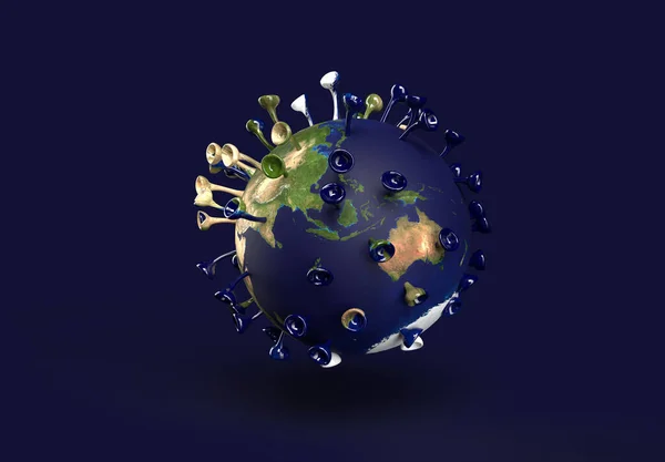 3d rendering of earth represented as coronavirus covid19 showing Australia Continent