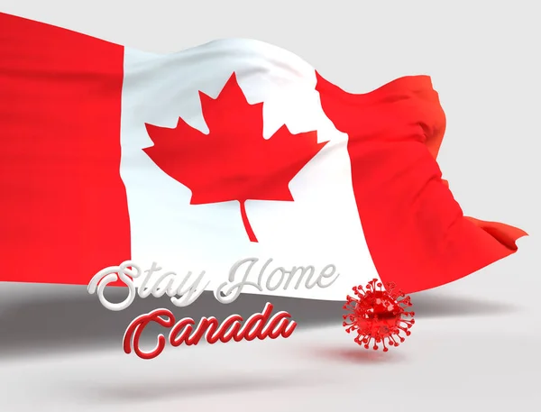 Hintergrunddesign Rendering Von Stay Home Canada Text Mit Kanadischer Flagge — Stockfoto