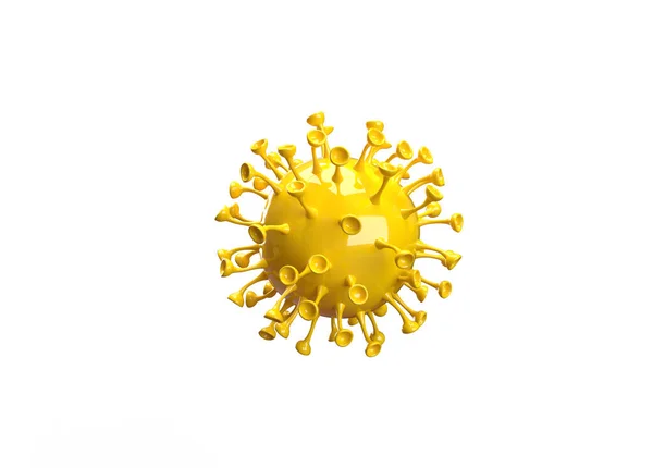 High Resolution Rendering Yellow Coronavirus Covid19 Isolated Background — Stock Photo, Image