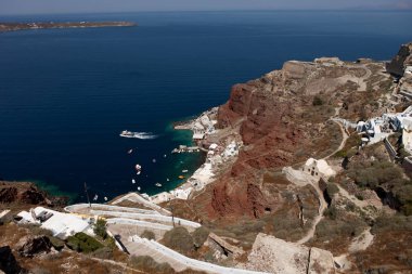 Dağ, Santorini, Oia, Yunanistan taş merdiven
