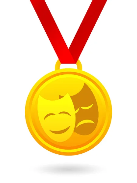 Golden medal with masks — Stock Photo, Image