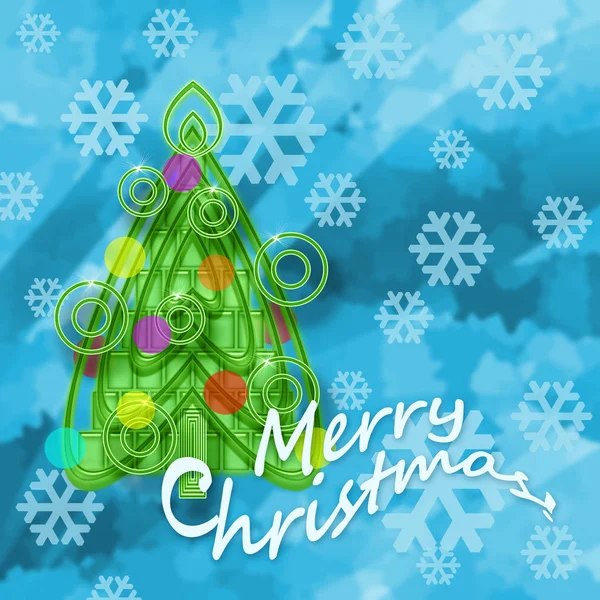 Merry Christmas Greeting Design Christmas Tree Snowflakes — Stock Photo, Image