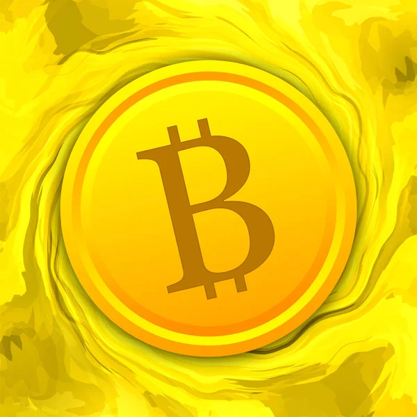 Bitcoin Mønt Flydende Digital Guld Baggrund - Stock-foto