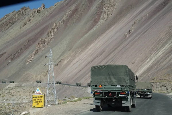 Indian army truck convoy