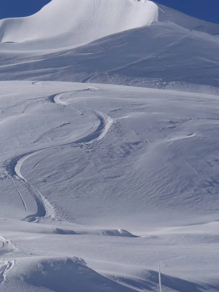 Fresh ski tracks from the Col du Fornet