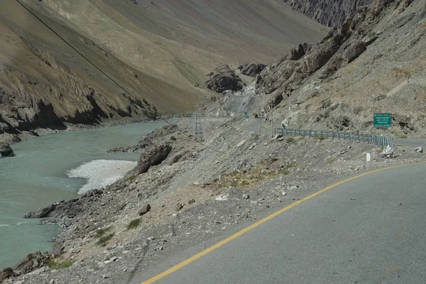 Narrow, twisting road along the Indus River