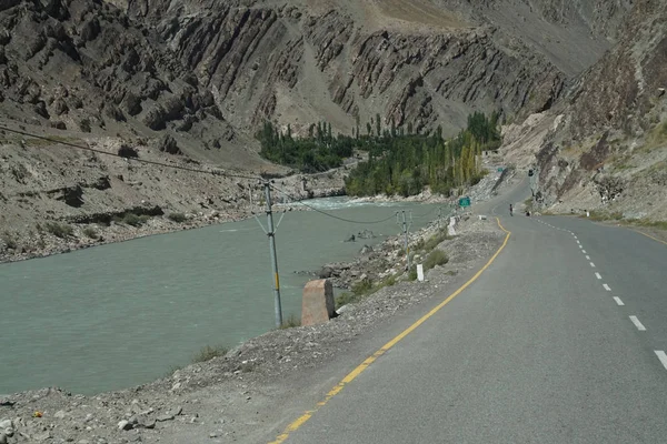 Narrow, twisting road along the Indus River