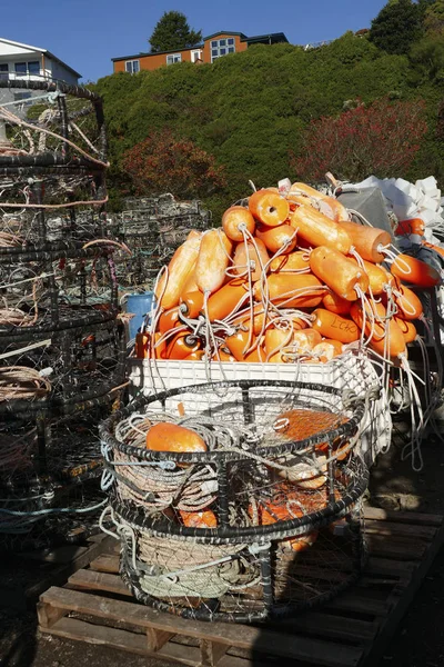 Crab traps and orange floats