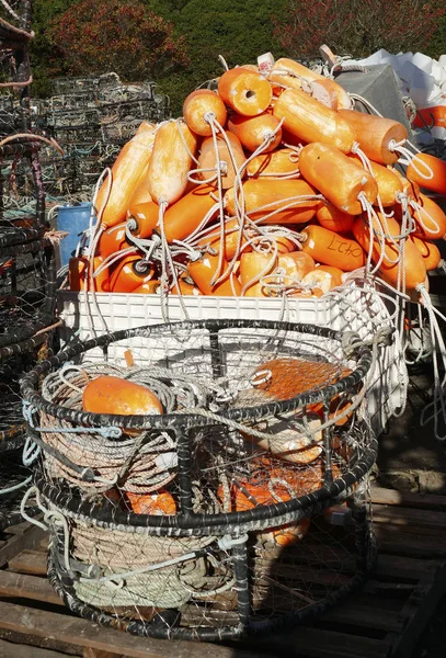 Crab traps and orange floats