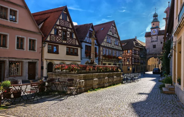 Markus Tower and Roder arch - Rothenburg-ob-der-Tauber - Germany — стокове фото