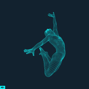 Gymnast. Man. 3D Model of Man. Human Body Model. Body Scanning.  clipart