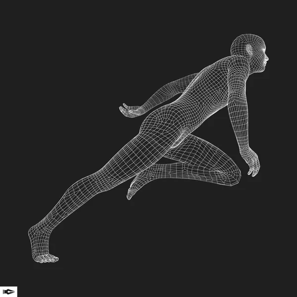 Hombre Corriendo. Diseño poligonal. Modelo 3D del Hombre. Diseño geométrico — Vector de stock