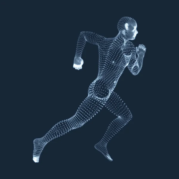 L'homme qui court. Graphisme vectoriel composé de particules. Modèle 3D de — Image vectorielle