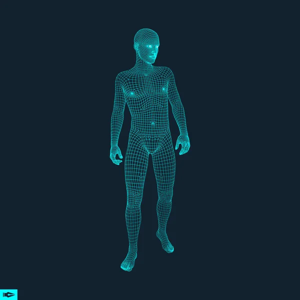 Modello 3D dell'uomo. Disegno poligonale. Design geometrico. Affari, S — Vettoriale Stock