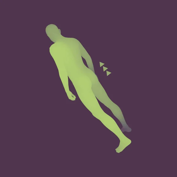 Caminante. Modelo de cuerpo humano 3D. Elemento de diseño. Vector Illustr — Vector de stock