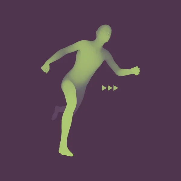 3d Running Man. Дизайн для спорта, бизнеса, науки и техники — стоковый вектор