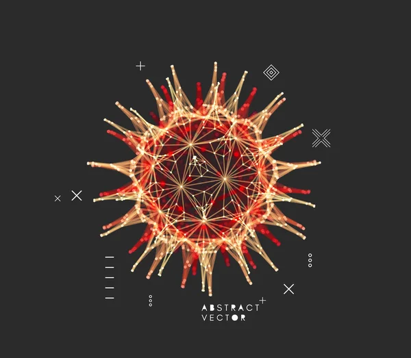 Esfera con líneas y puntos conectados. Conexiones digitales globales — Vector de stock