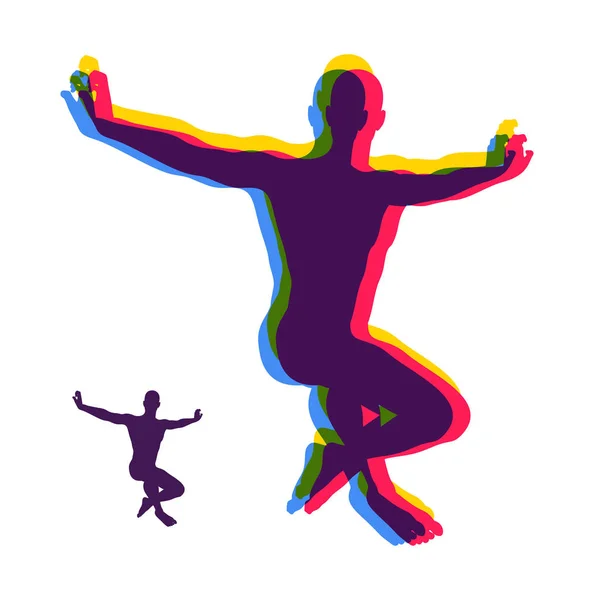 Γυμναστής. Σιλουέτα ενός χορευτή. Γυμναστική δραστηριότητες για εικονίδιο υγείας και Κοινότητας γυμναστικής. Σύμβολο του αθλητισμού. — Διανυσματικό Αρχείο