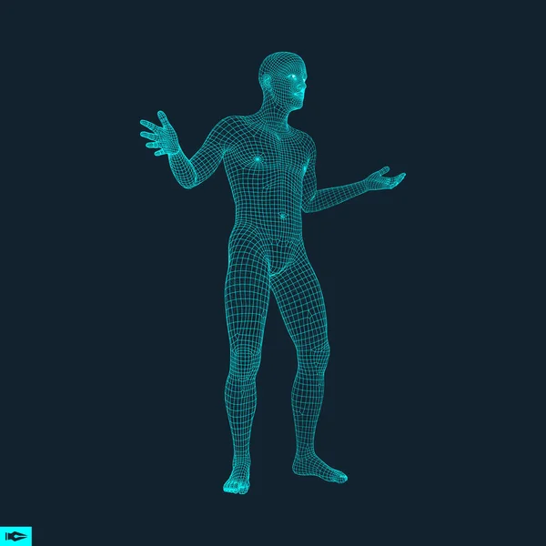 Modèle 3D de l'homme. Conception polygonale. Illustration vectorielle technologique . — Image vectorielle