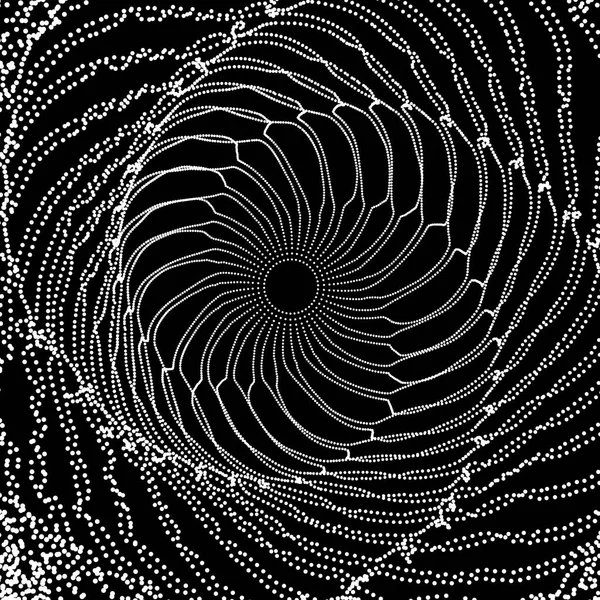 Spirale. Tunnel. Tableau avec particules dynamiques. Style futuriste . — Image vectorielle