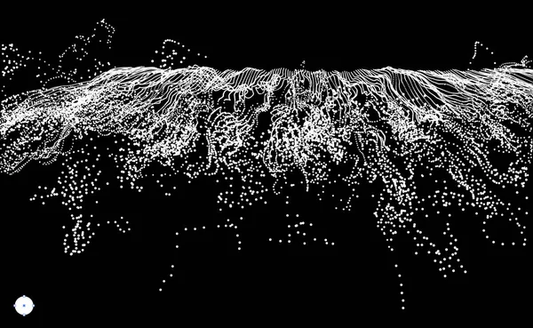 Array avec des particules émises dynamiques. Imitation d'éclaboussures d'eau . — Image vectorielle