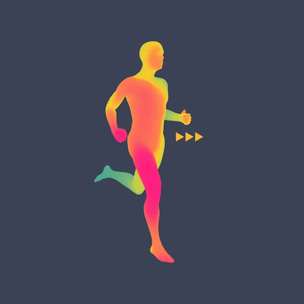 3D-running Man. ontwerp voor Sport, Business en technologie. — Stockvector