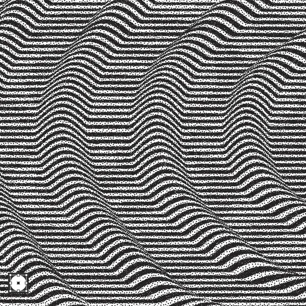 Волнистый Фон Черно Белый Рисунок Паттерн Пуантилизма Оптической Иллюзией Стипплексная — стоковый вектор
