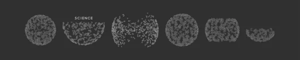 Múltiples óvalos en una esfera más grande. Estructura molecular abstracta con partículas. Antecedentes científicos Ilustración vectorial 3d para publicidad, marketing y presentación . — Vector de stock