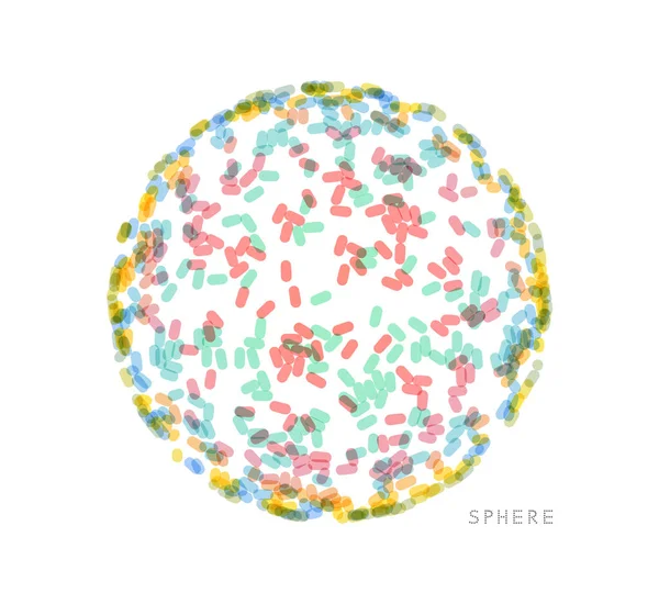 大きな球の上に複数の楕円形。粒子を用いた分子構造の抽象化。科学的背景広告、マーケティング、プレゼンテーションのための3Dベクトルイラスト. — ストックベクタ