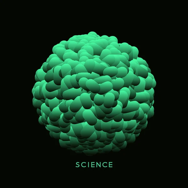 Jedna zielona kula utworzona przez wiele ellipanów. Ilustracja 3D wektora dla nauki, edukacji lub medycyny. — Wektor stockowy