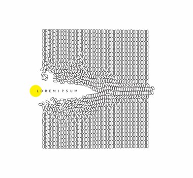 Irregular array or matrix of random ovals. Background breaking down into small fragments. clipart