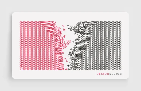 Irregular array or matrix of random ovals. Background breaking down into small fragments. — Stock Vector