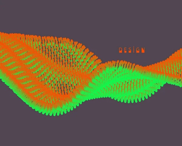 分子波。 动态粒子的抽象背景。 细胞层。 连接结构。 3D科学或医学病媒图解. — 图库矢量图片