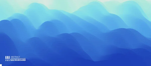 青の抽象的な背景。波と現実的な風景。カバーデザインテンプレート。3Dベクトル図. — ストックベクタ