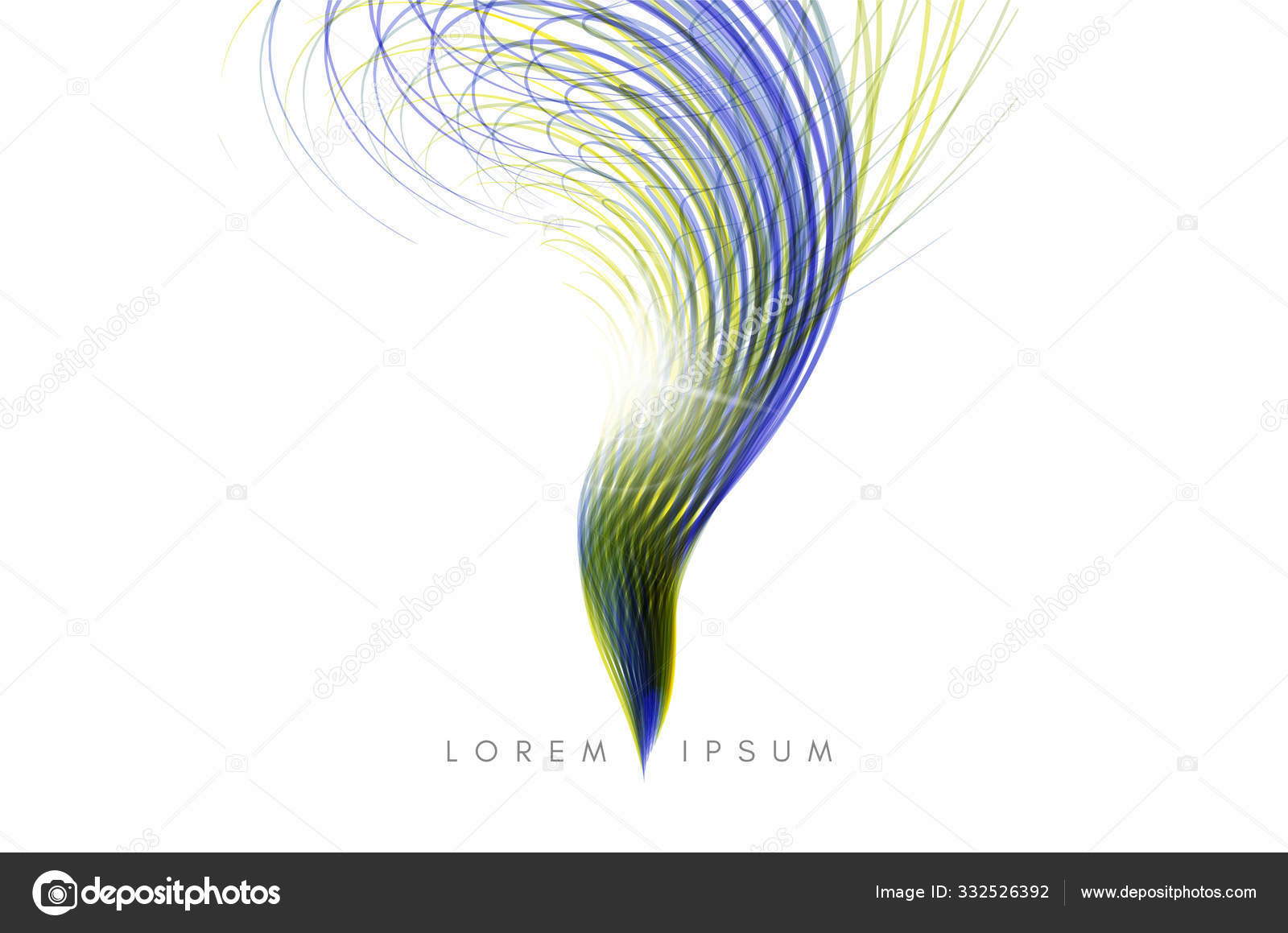 Grass. Curved lines with perspective effect. Optical fiber. 3d abstract