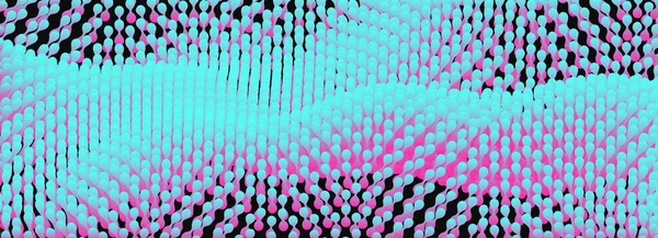 Vågig yta med dynamisk effekt. Molekylär abstrakt bakgrund. Lager av celler. 3D vektor illustration för vetenskap eller medicinsk. — Stock vektor