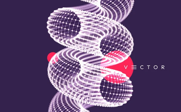 Spiral. Anslutning struktur. Abstrakta grid design. 3D vektor Illustration för vetenskap, teknologi. — Stock vektor