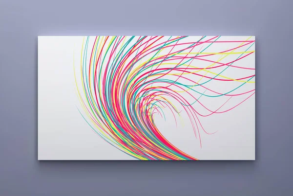 封面设计模板。 具有透视效果的曲线线。 光纤。 3D抽象背景。 矢量说明. — 图库矢量图片