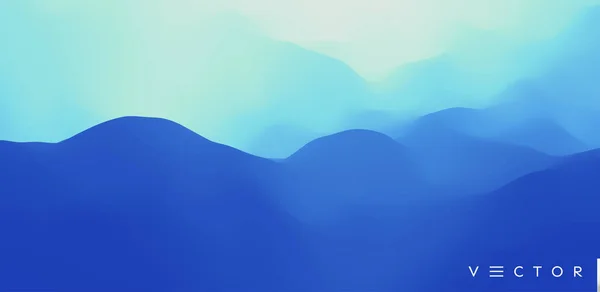 Fond abstrait bleu. Paysage réaliste avec vagues. Modèle de conception de couverture. Illustration vectorielle 3D. — Image vectorielle