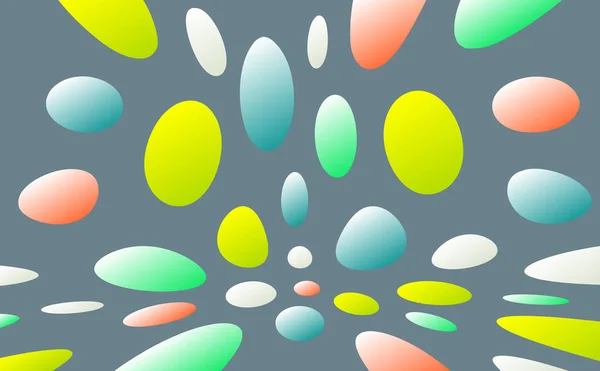Fondo abstracto con círculos de color. Partículas caóticas en el espacio vacío. Ilustración vectorial dinámica. — Archivo Imágenes Vectoriales