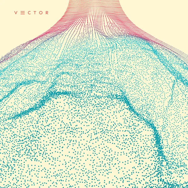 Farbenfroher Hintergrund im Technologiestil. 3D-Netzwerkdesign mit Teilchen. abstrakte Vektorillustration. — Stockvektor