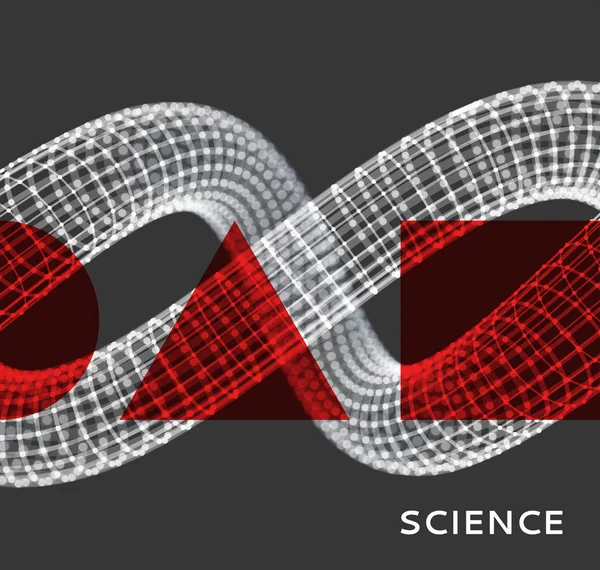Spiral. Array med dynamiska partiklar. Abstrakt rutnätsdesign. 3D vektor illustration för vetenskap eller teknik. — Stock vektor