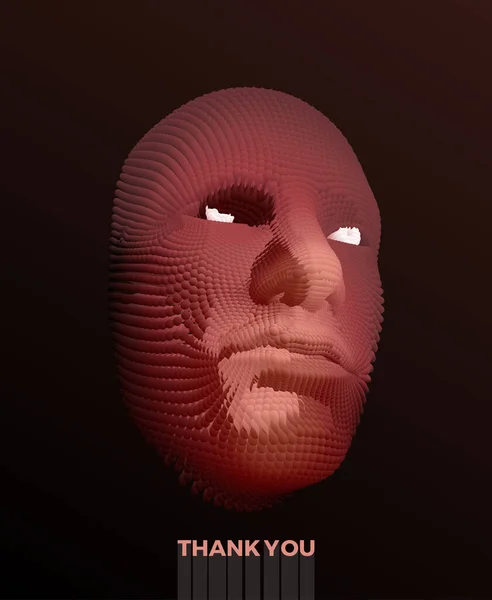 Thank you. Unhappy, angry or displeased face. Abstract digital human head. Vector Illustration for advertising, marketing or presentation. — 스톡 벡터