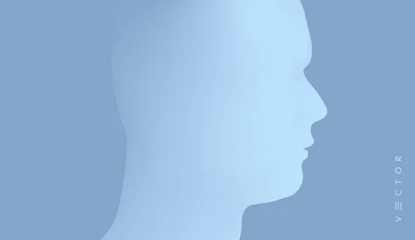 Widok Boku Abstrakcyjna Sylwetka Głowy Człowieka Kolorowym Gradientem Minimalistyczny Design — Wektor stockowy