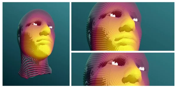 人工知能の概念顔認識要約デジタル人間の頭 未来的背景 マーケティング プレゼンテーションのためのベクトルイラスト — ストックベクタ