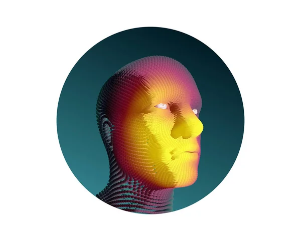 Koncept Umělé Inteligence Poznávání Tváře Abstraktní Digitální Lidská Hlava Futuristické — Stockový vektor