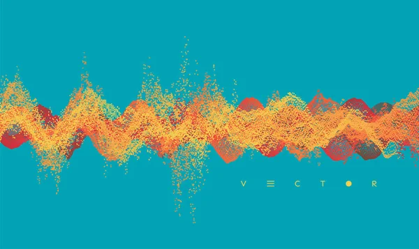 音の波 動的な効果 粒子のベクトル図です のグリッド サーフェス — ストックベクタ